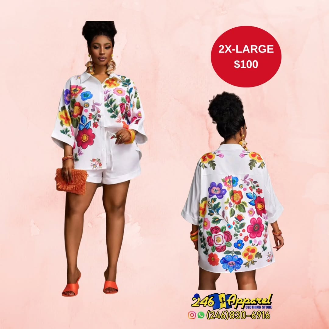 Floral Print Shirt & Shorts Set – 2X-Large for $100