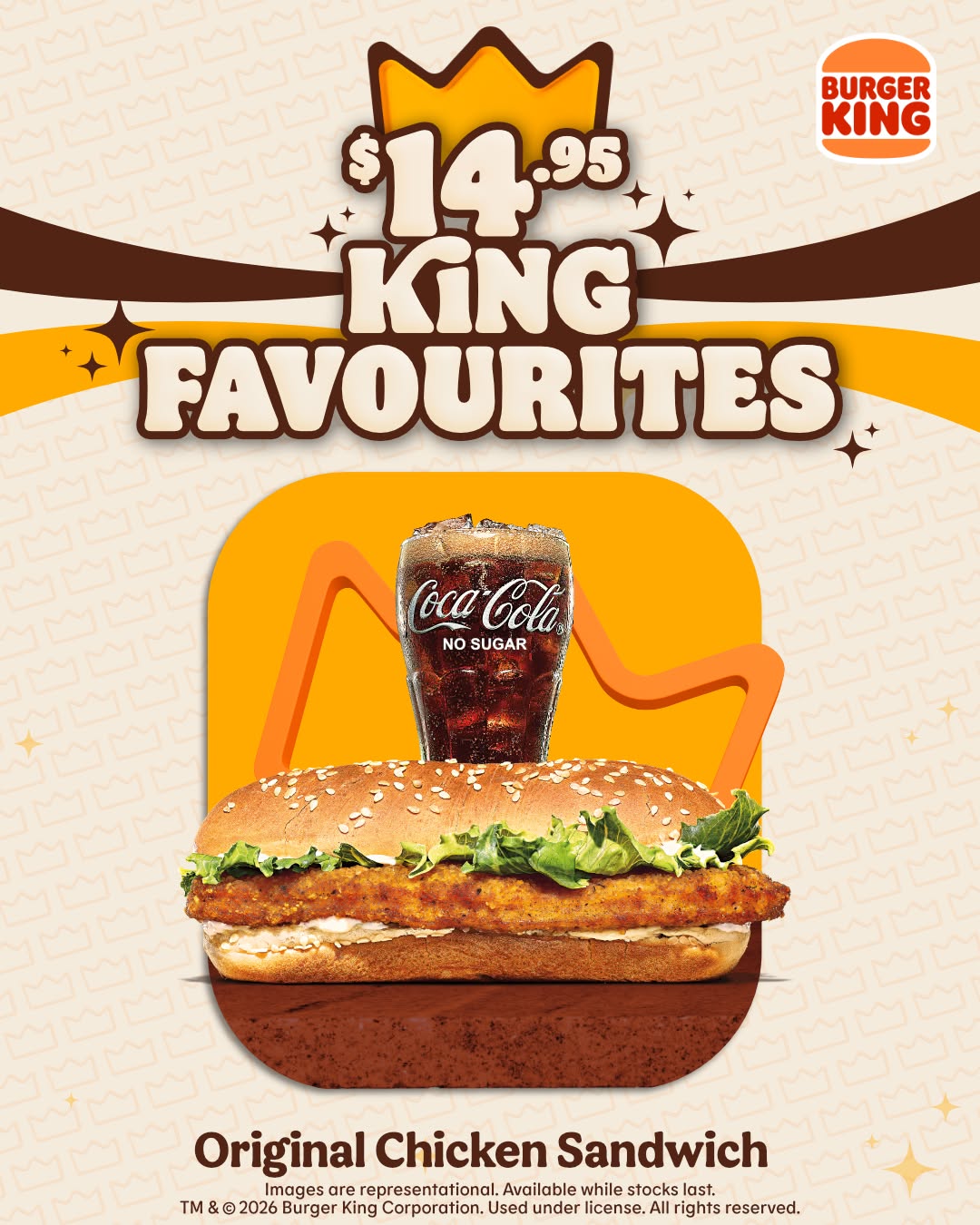 King Favourites: Original Chicken Sandwich + Soda for $14.95