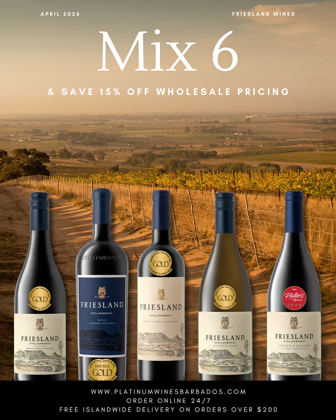 Mix 6 Friesland Wines & Save 15% Off Wholesale Pricing