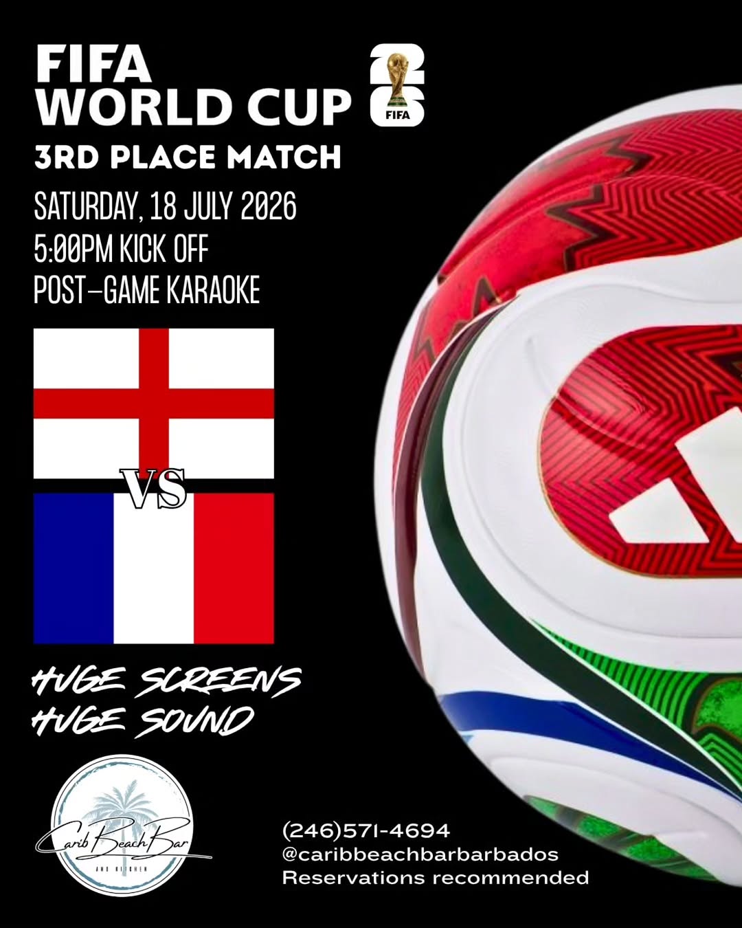 FIFA World Cup 2026 3rd Place Match Watch Party – Carib Beach Bar