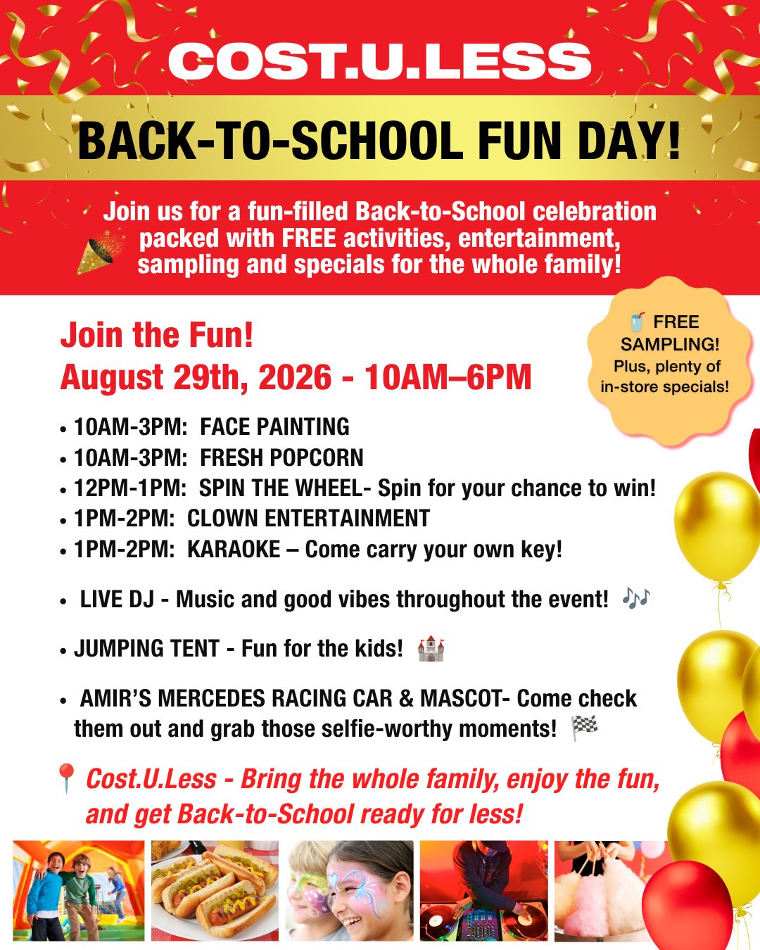 Cost U Less Back-to-School Fun Day – Free Activities, Sampling & In-Store Specials