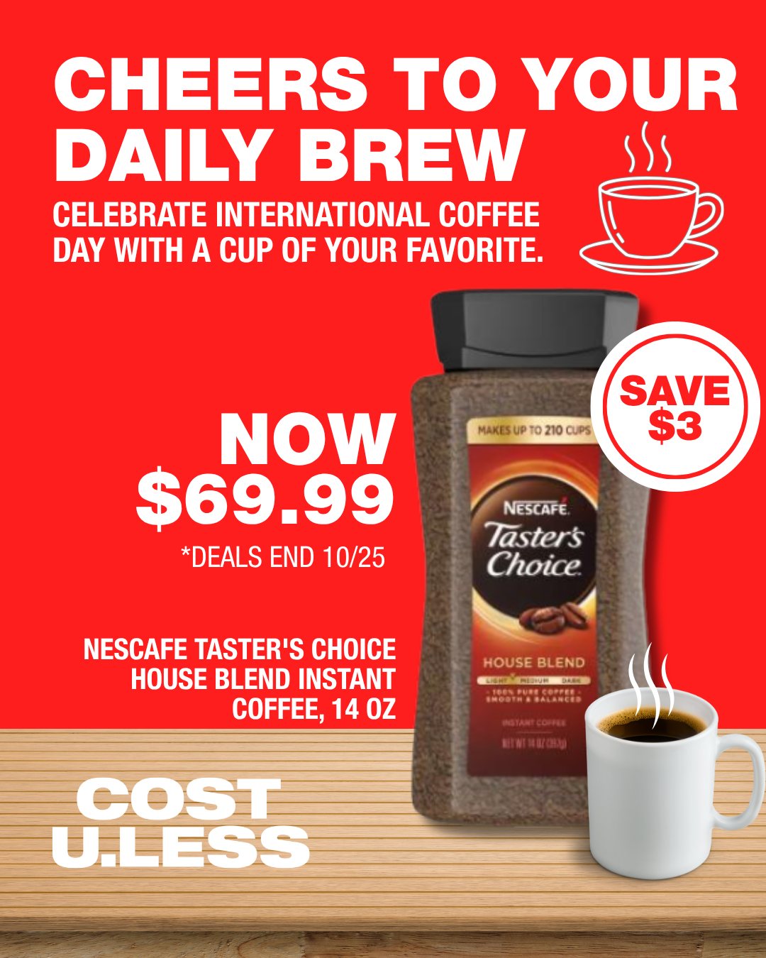 Nescafé Taster's Choice House Blend Instant Coffee 14 oz – Now $69.99 (Save $3)