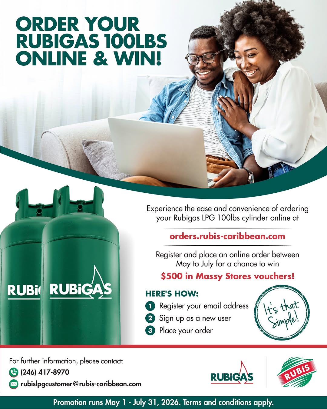 Order Rubigas 100lbs Online & Win $500 in Massy Stores Vouchers