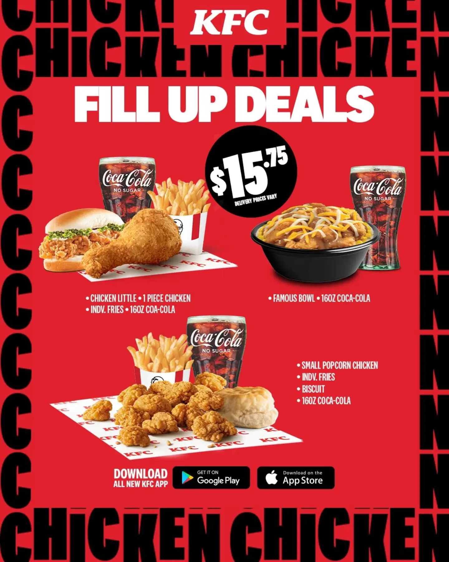 KFC Fill Up Deals – $15.75 Meal Combos