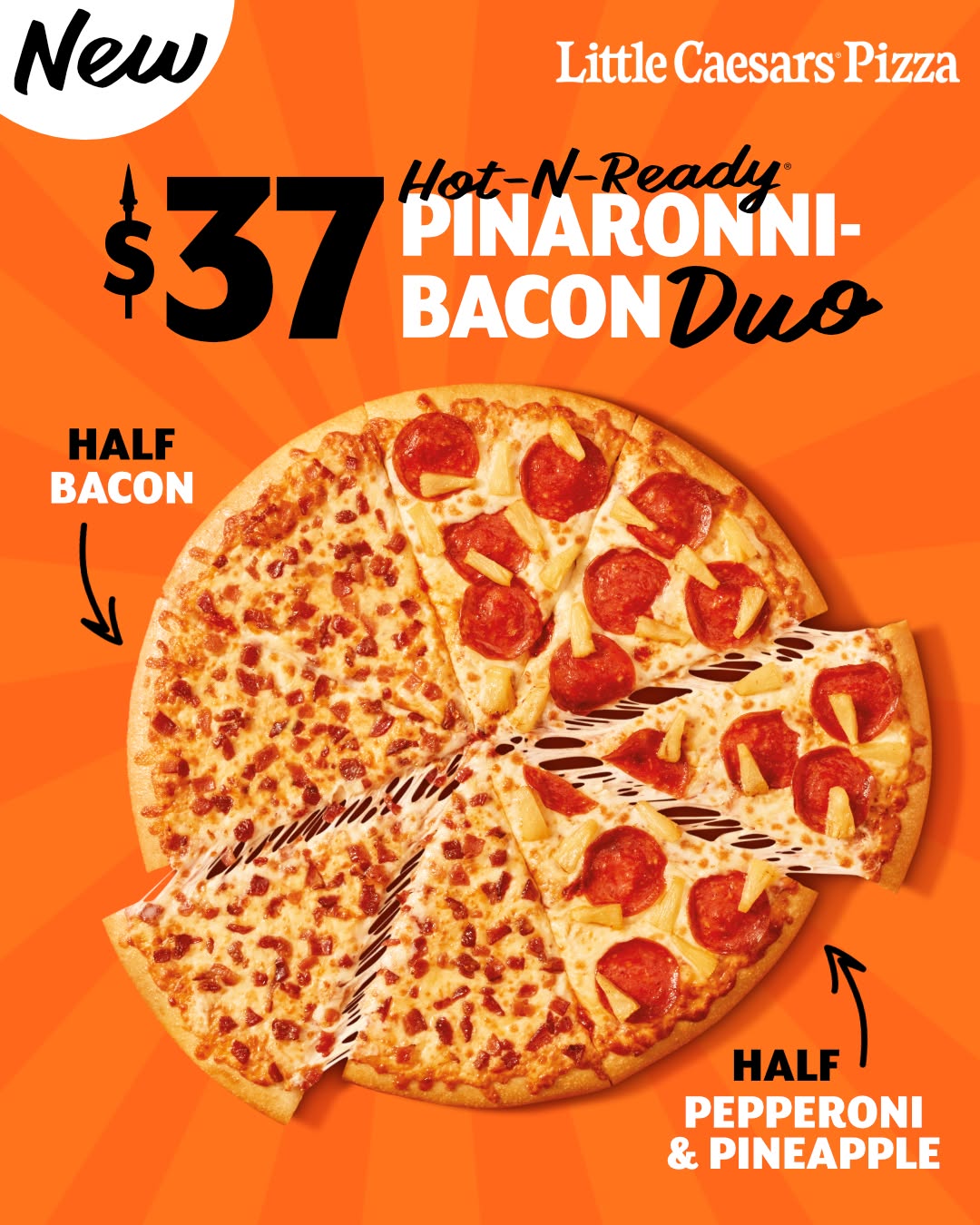 Hot-N-Ready Pinaronni Bacon Duo for $37 at Little Caesars Barbados