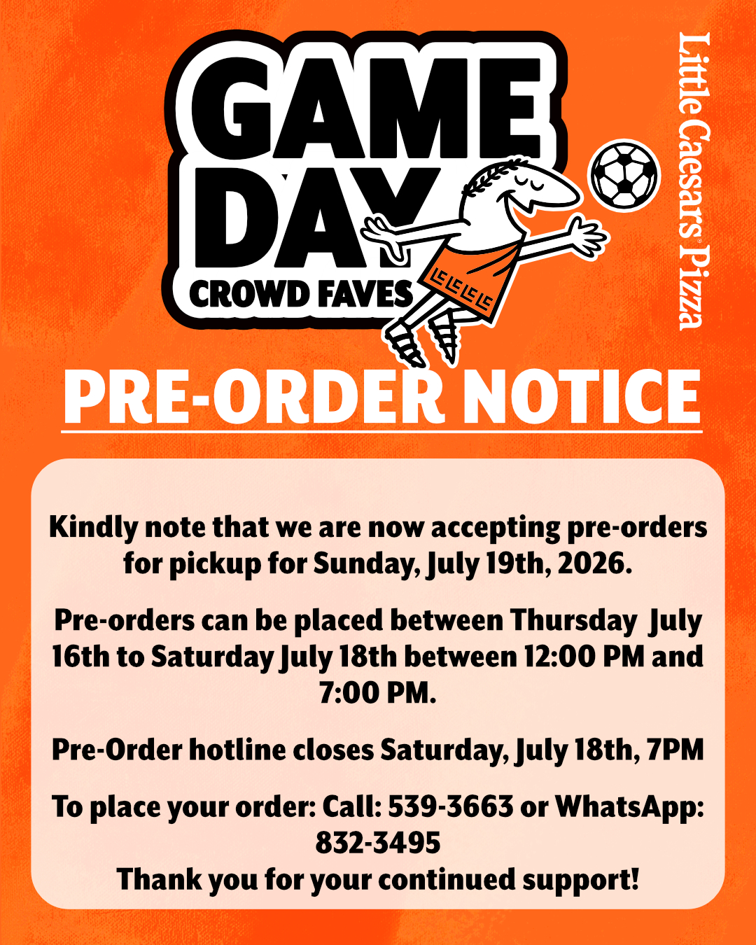 Little Caesars Game Day Bundle – 1 Ready 4 Football Pizza + 1 Large Pepperoni + 2L Soda for $70