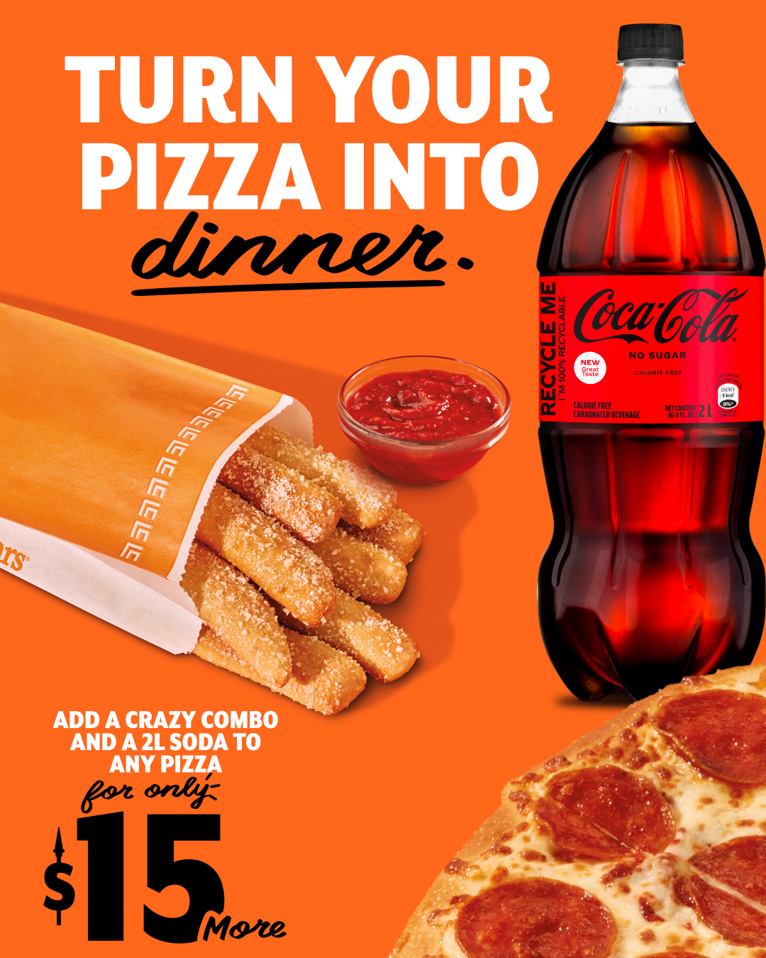 Little Caesars Barbados: Add Crazy Combo + 2L Soda to Any Pizza for $15 More
