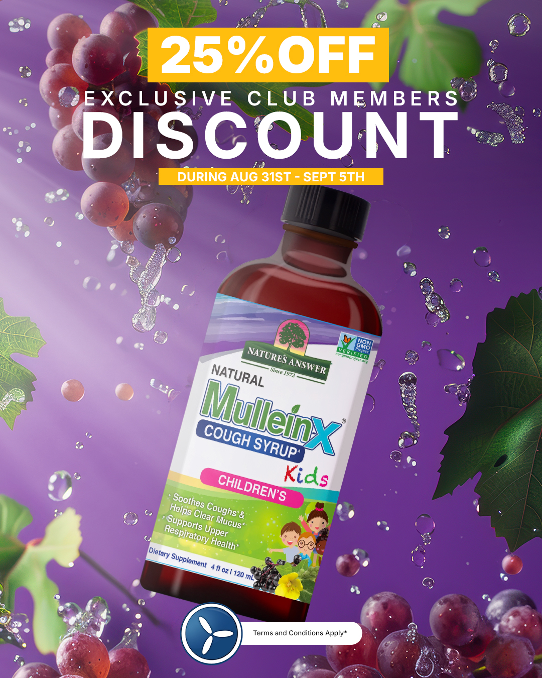 Nature's Discount Club Members: 25% Off Mullein-X Kids Cough Syrup (Aug 31 – Sept 5)
