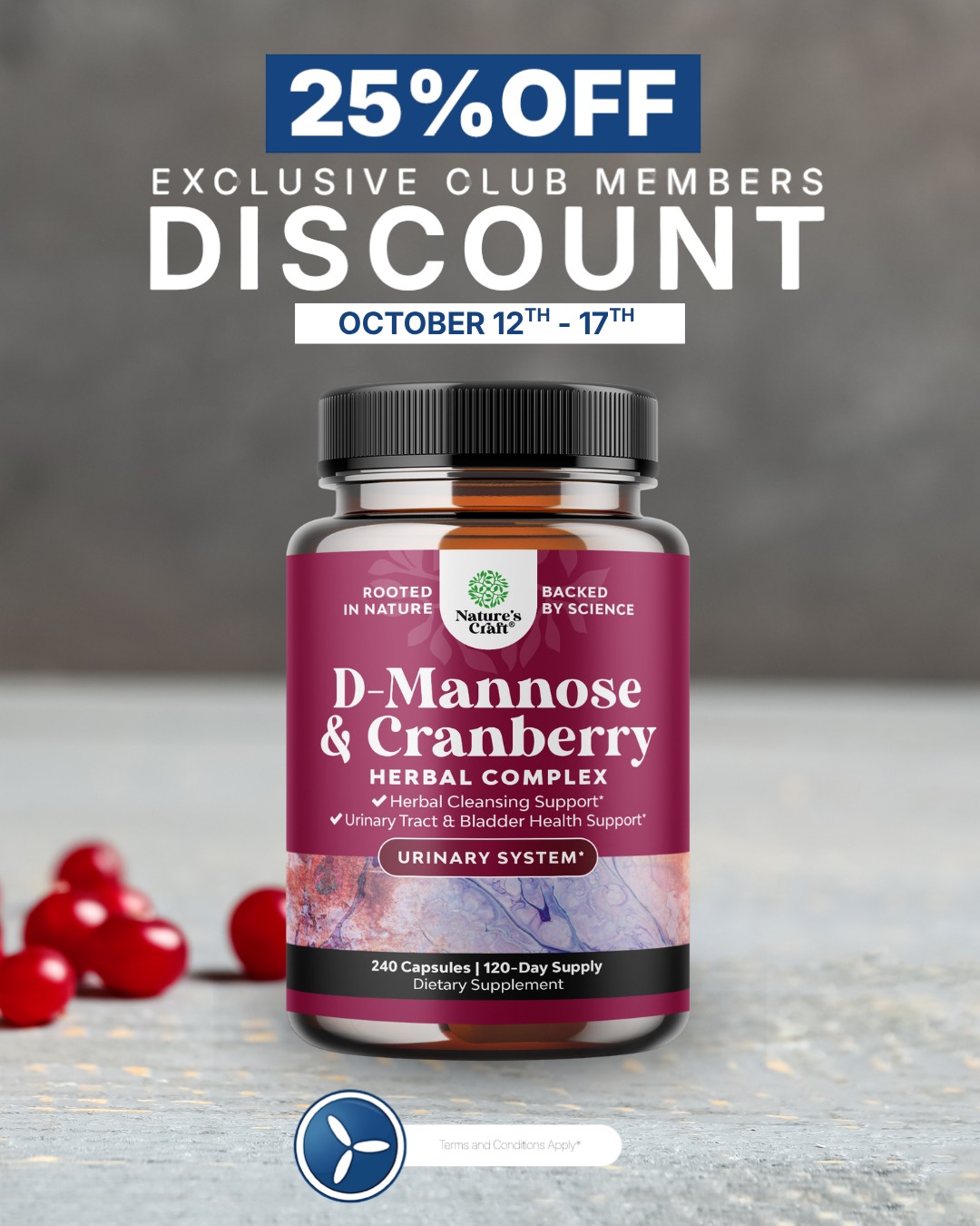 25% Off Nature's Craft D-Mannose & Cranberry for Club Members