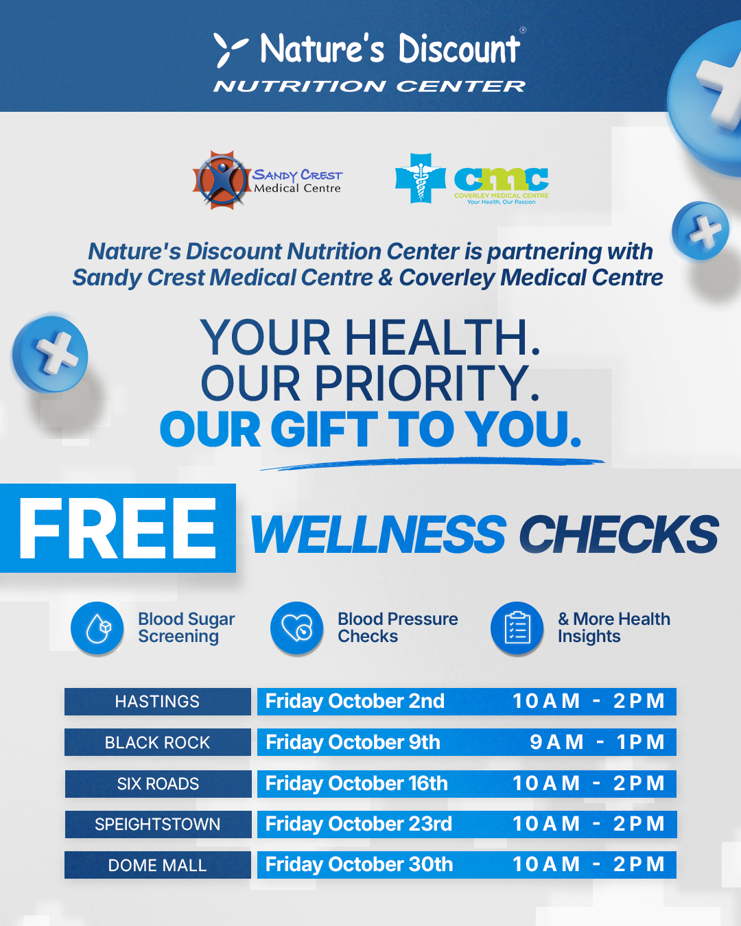 Free October Wellness Checks – Blood Sugar, Blood Pressure & More