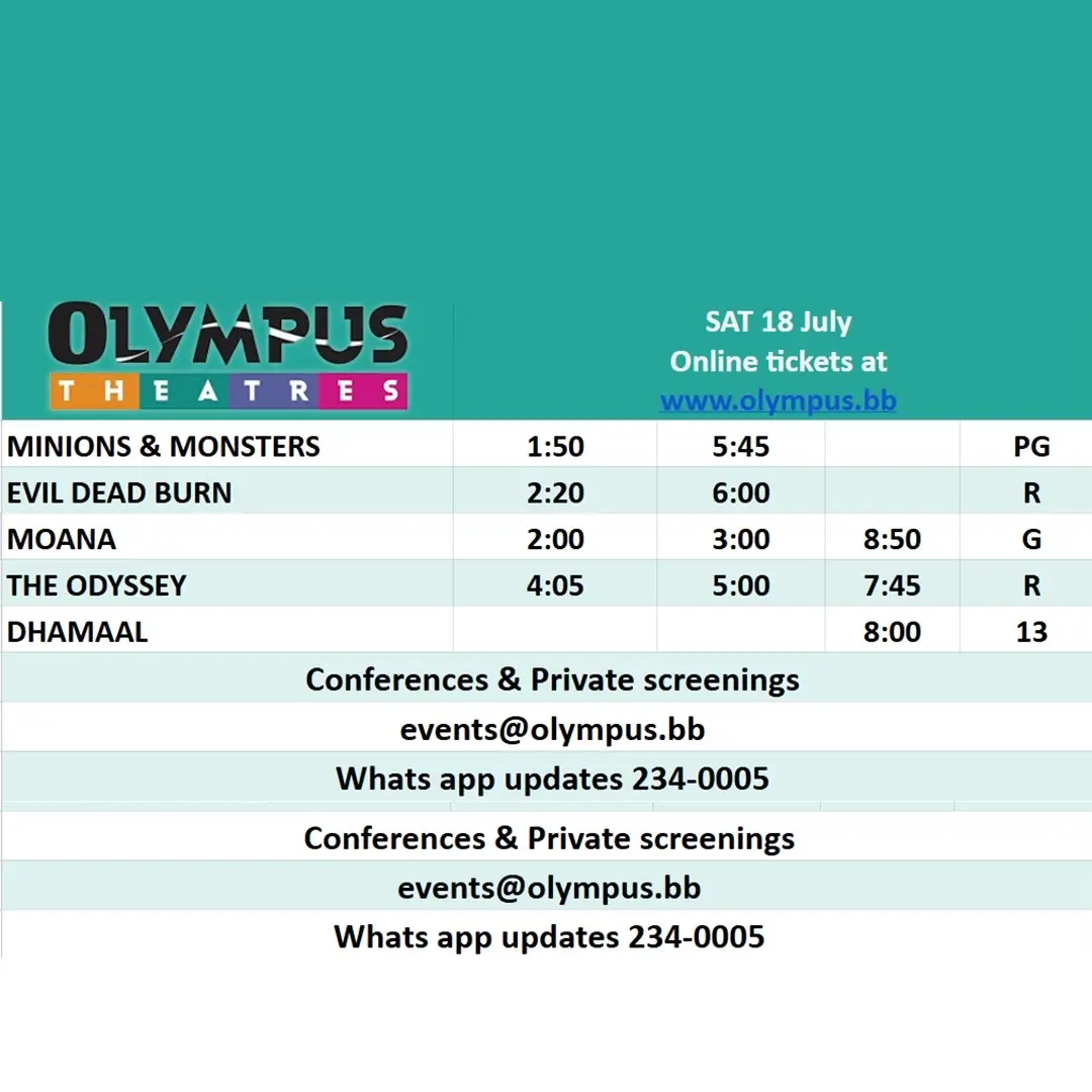 Olympus Theatres Weekend Movie Schedule – Fri 17 to Sun 19 July 2026