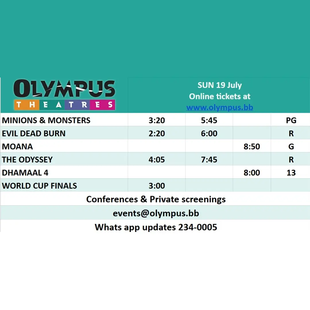 Olympus Theatres Weekend Movie Schedule – Fri 17 to Sun 19 July 2026