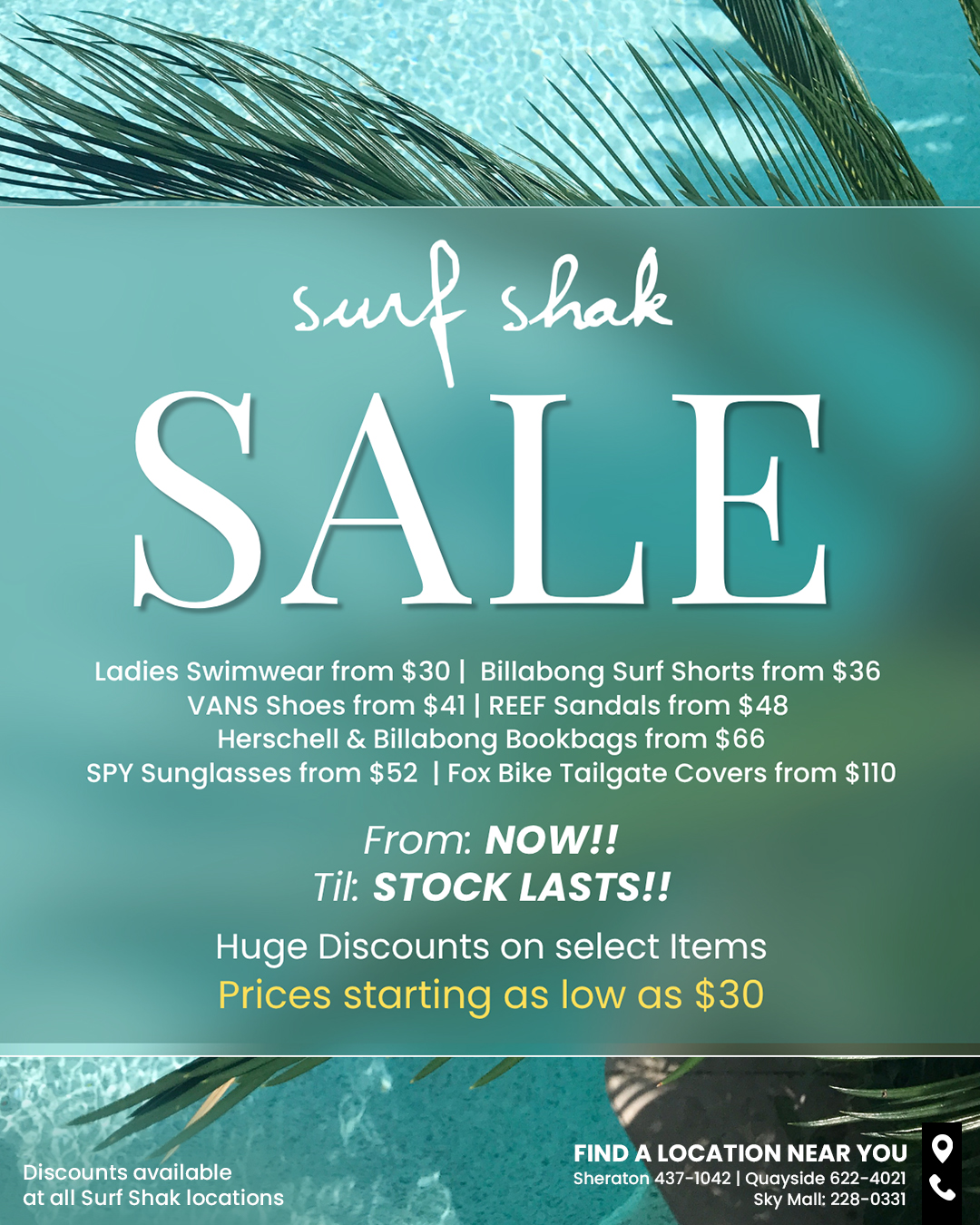 Surf Shak Sale – Huge Discounts on Swimwear, Shoes, Sunglasses & More