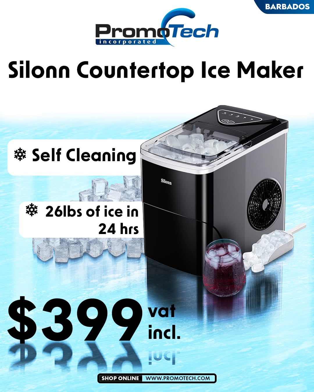 Silonn Countertop Ice Maker – $399 VAT Included at Promotech