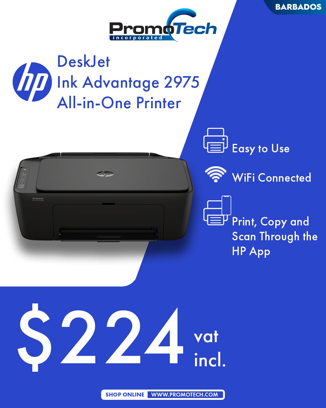 HP DeskJet Ink Advantage 2975 All-in-One Printer – $224 VAT Incl.