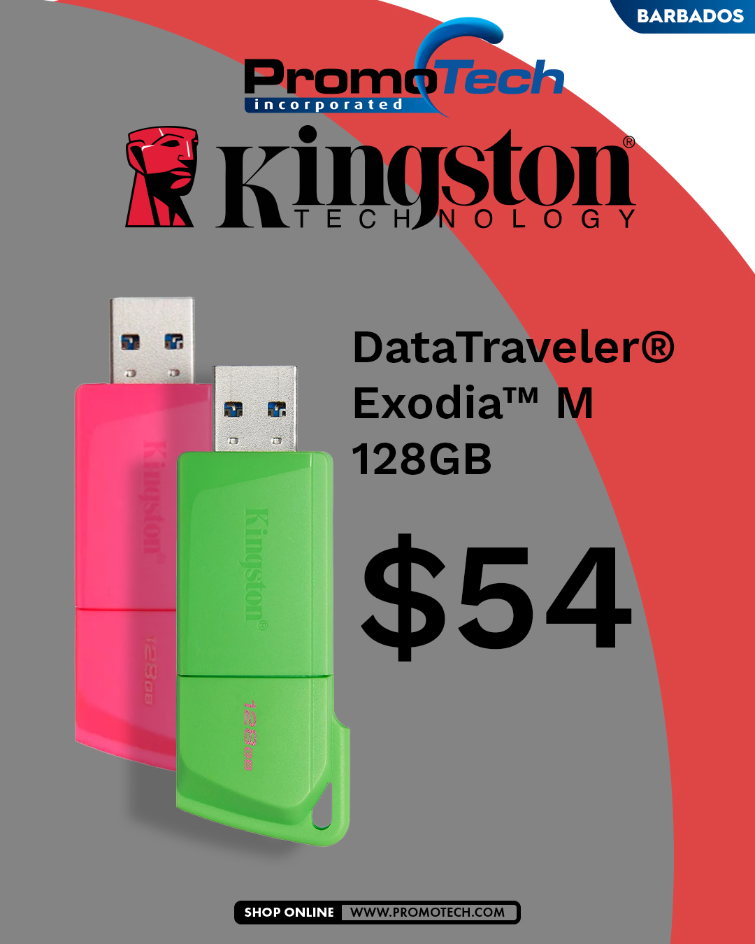 Kingston DataTraveler Exodia M Flash Drives – 64GB $35 & 128GB $54