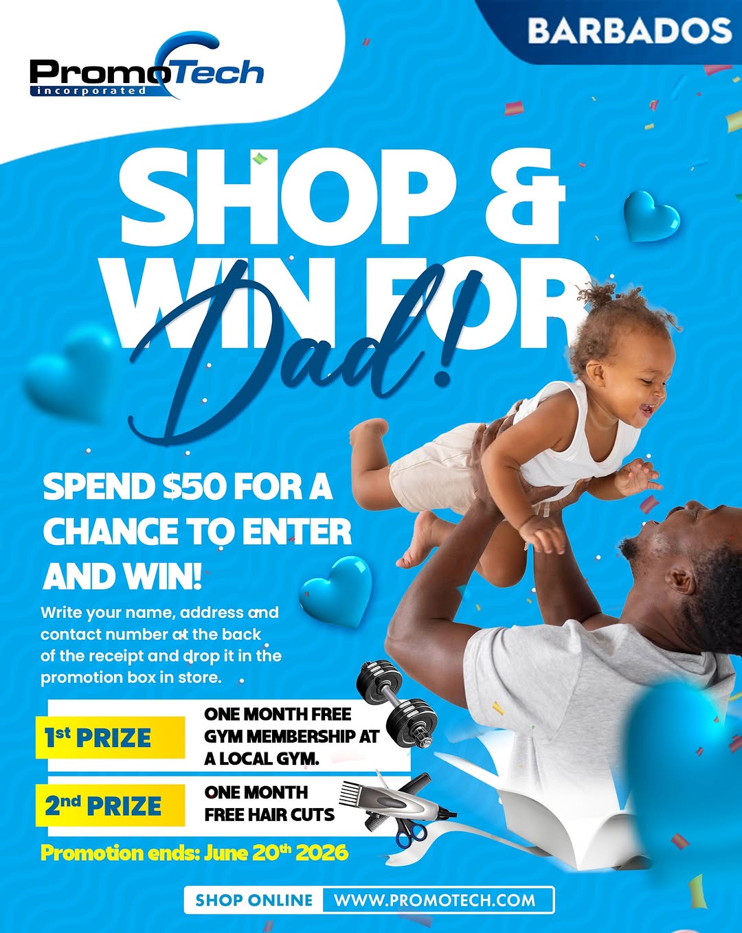 Shop & Win for Dad – Spend $50 for a Chance to Win Prizes at Promotech Barbados