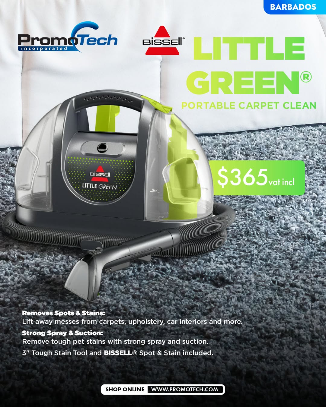 BISSELL Little Green Portable Carpet Cleaner – $365 VAT Incl.