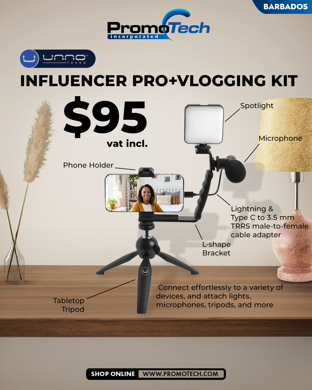 Unno Tekno Influencer Pro+ Vlogging Kit – $95 VAT Included