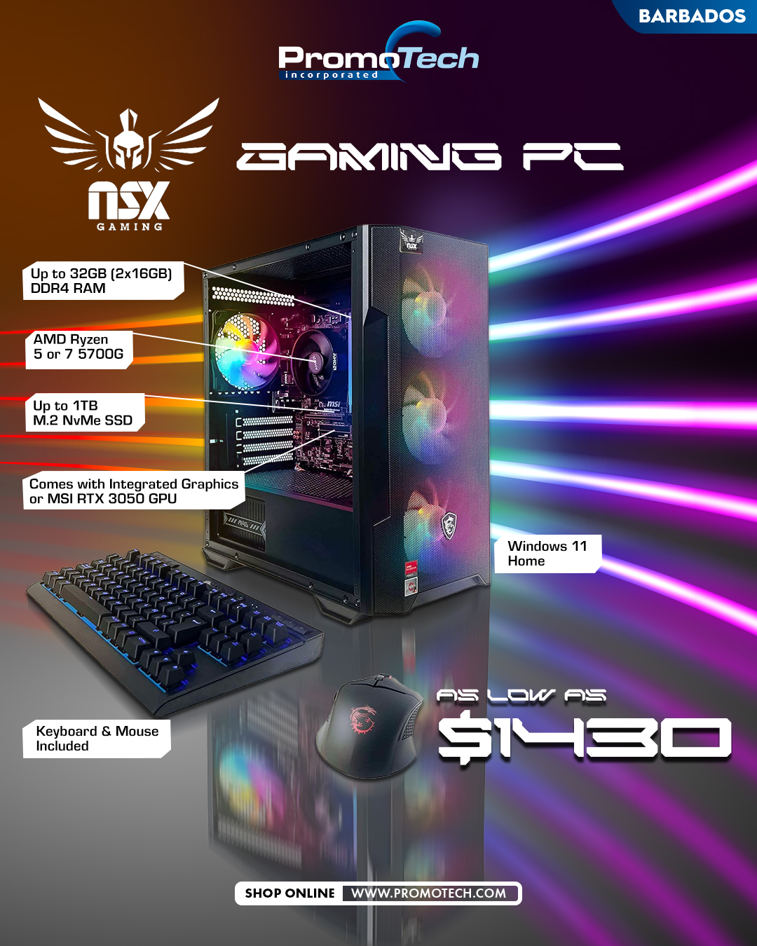 NSX Gaming PC Starting from $1,430 at Promotech