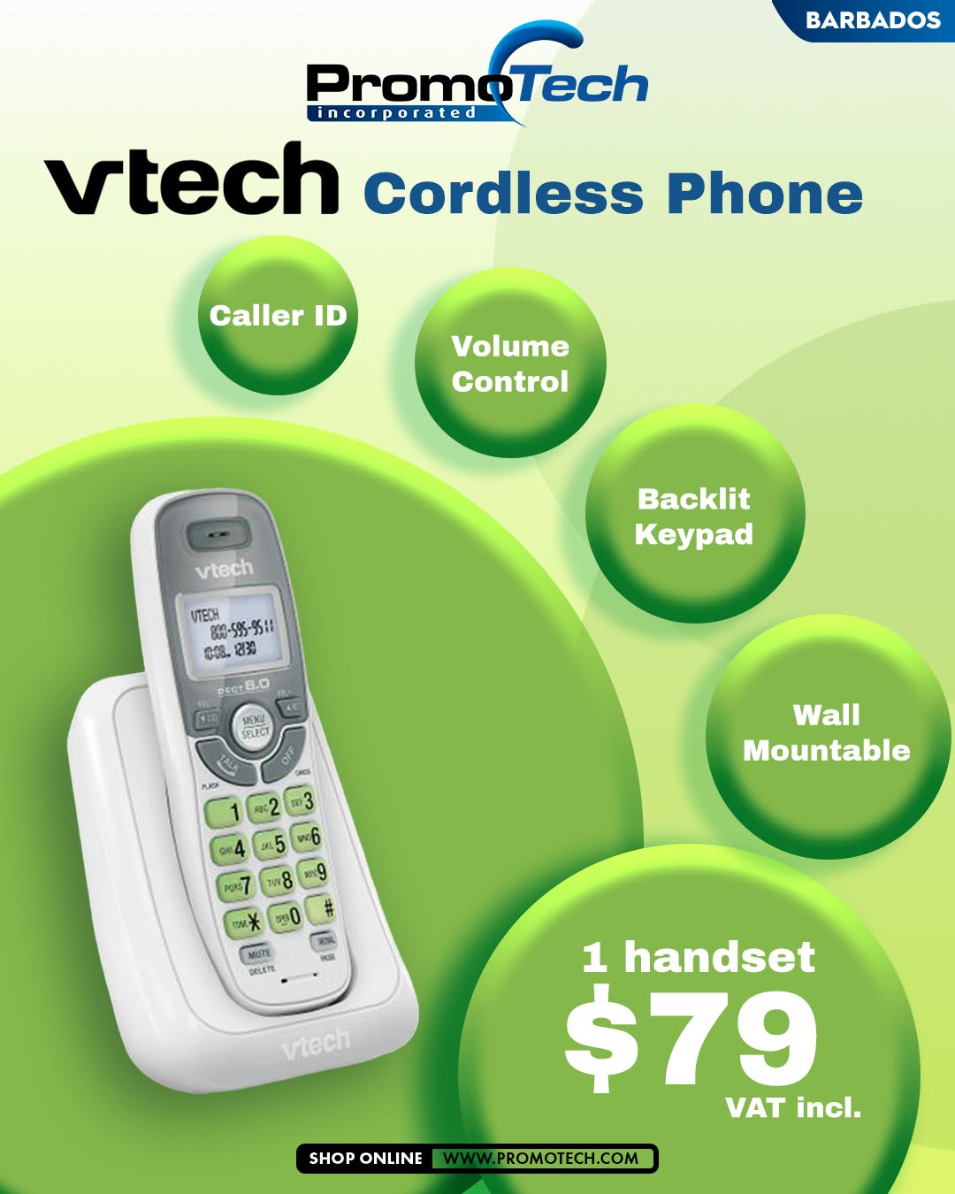 VTech Cordless Phones – 1 Handset $79 or 2 Handsets $130 (VAT Incl.)