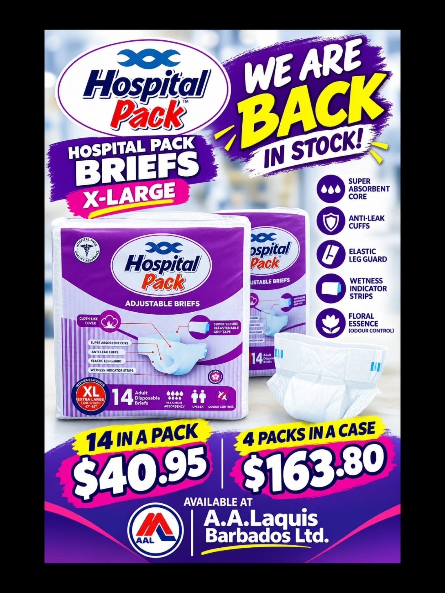 Hospital Pack Briefs X-Large Back in Stock – $40.95 per Pack
