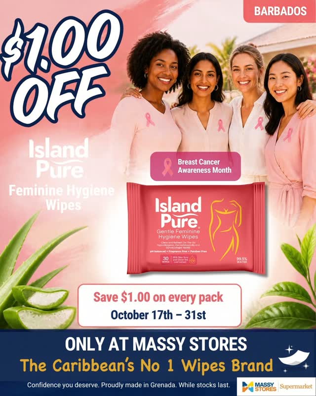 Save $1.00 on Island Pure Feminine Hygiene Wipes at Massy Stores