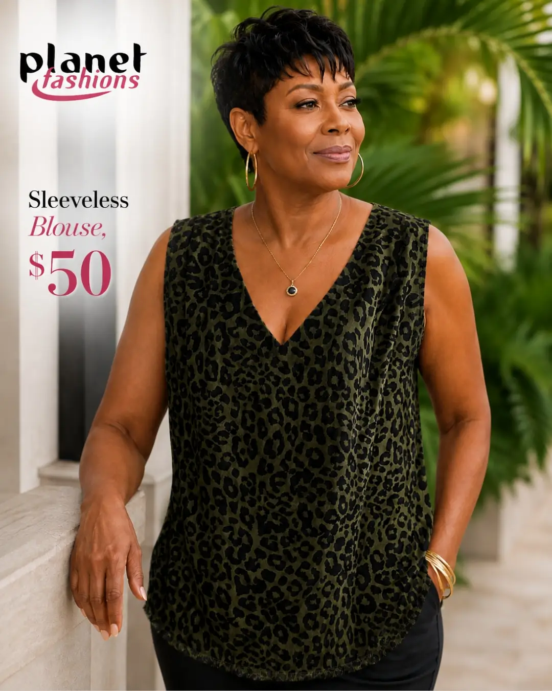 Sleeveless Blouse – $50 at Planet Fashions