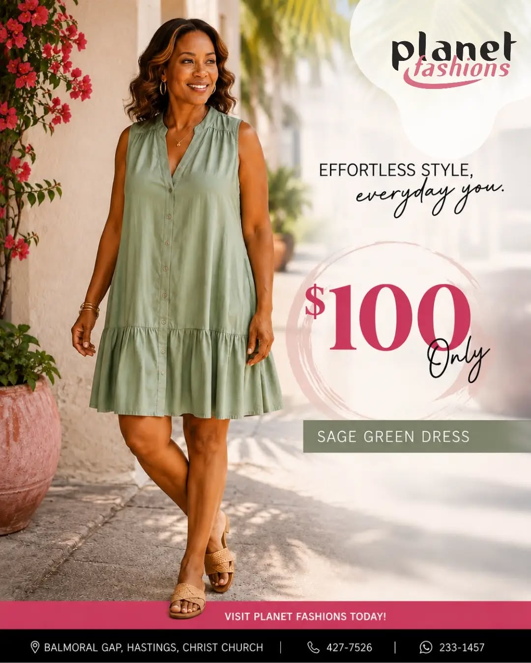 Sage Green Dress – $100 at Planet Fashions
