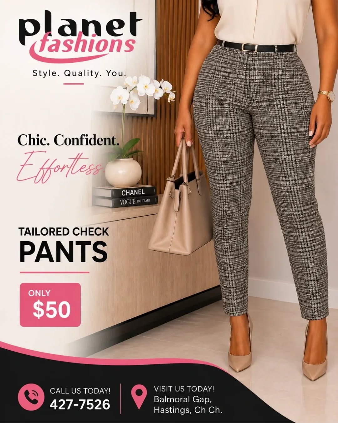 Tailored Check Pants – Only $50 at Planet Fashions