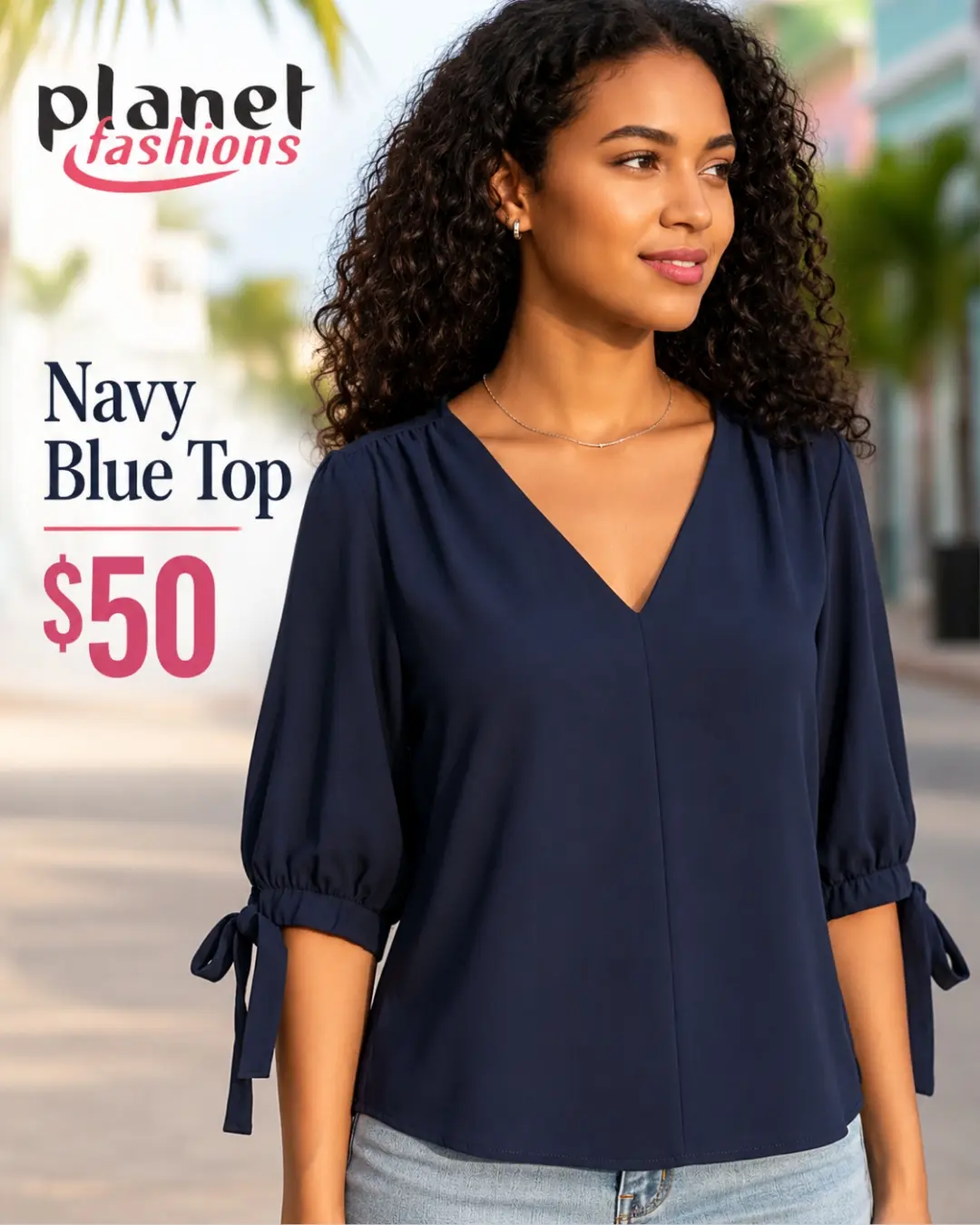 Navy Blue Top – $50 at Planet Fashions