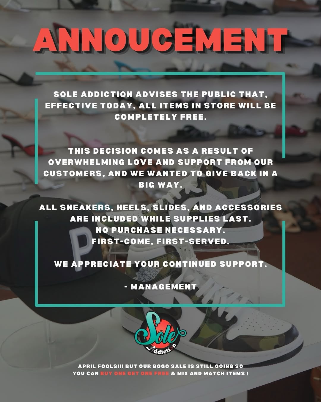 BOGO Sale – Buy One Get One Free at Sole Addiction