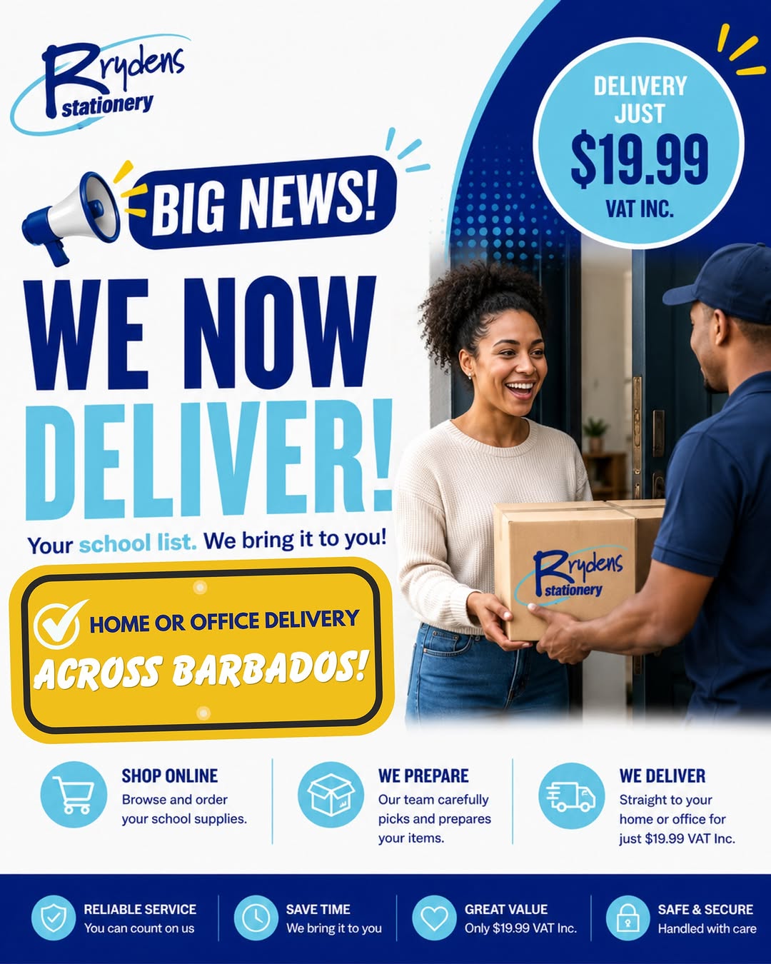 Brydens Stationery Home & Office Delivery for $19.99 VAT Inc.