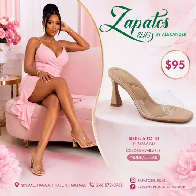 Ladies Heels at $95 – Nude/Clear, Sizes 6 to 10