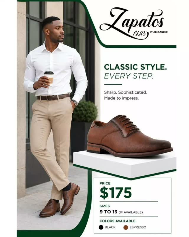 New Gents Classic Dress Shoes – $175 at Zapatos Plus