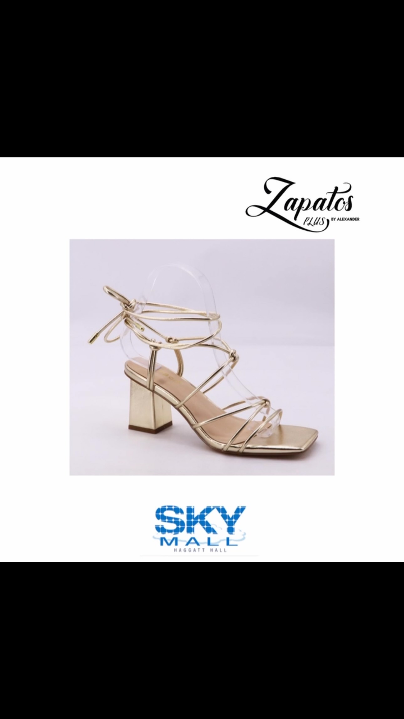 Gold & White Lace-Up Heels – $95 at Zapatos Plus