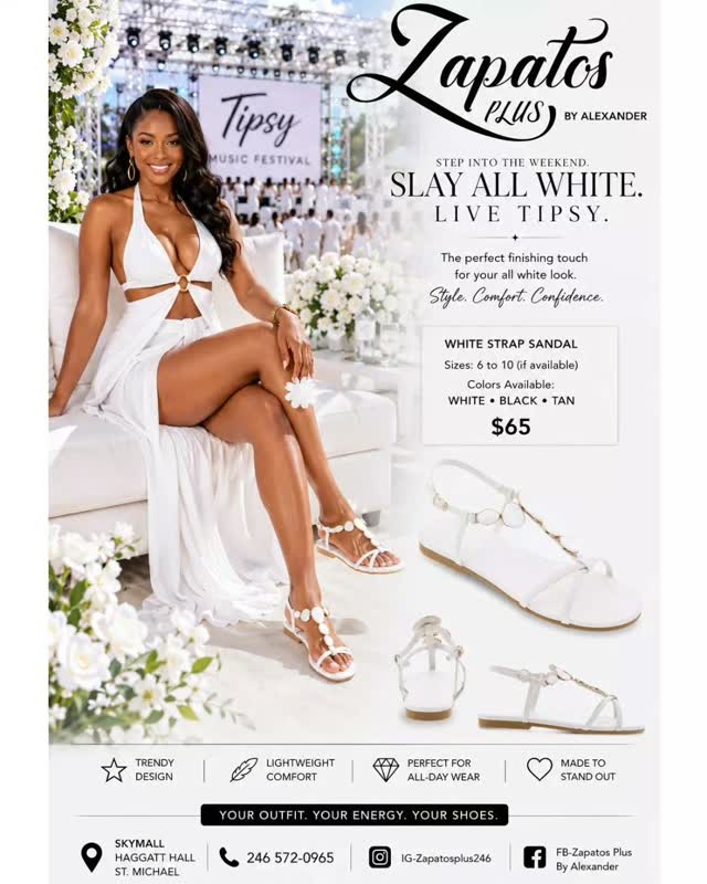 Zapatos Plus White Strap Sandal – $65 | Slay All White for Tipsy Music Festival