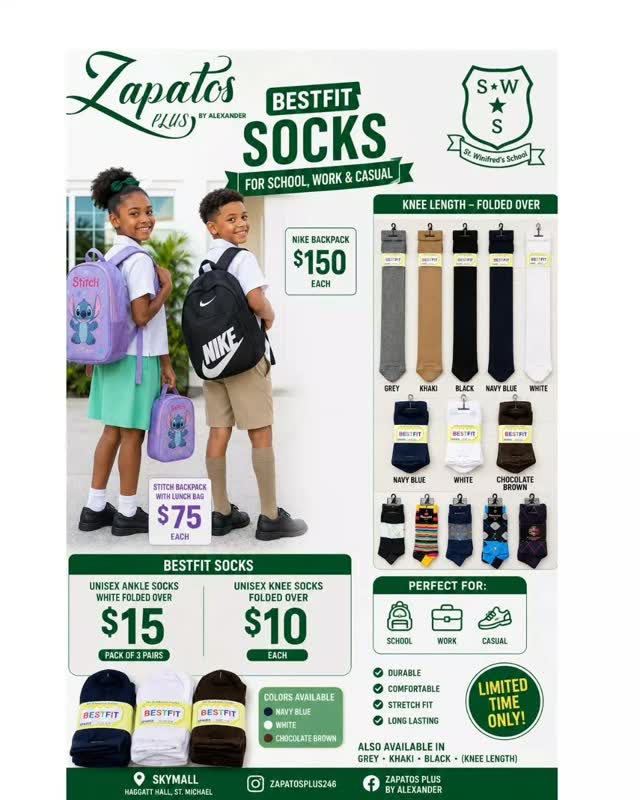 Back to School Sale at Zapatos Plus – Socks & Backpacks