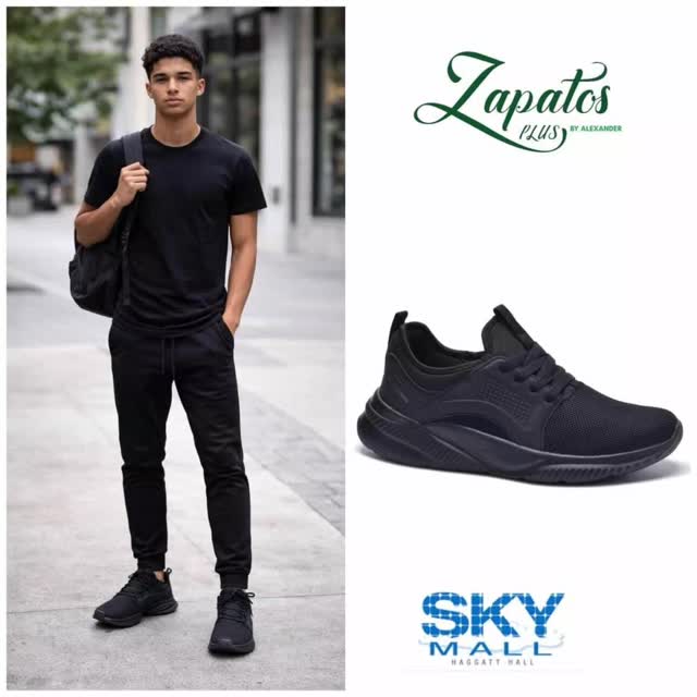 All Black Sneakers – $50 at Zapatos Plus (Sky Mall)