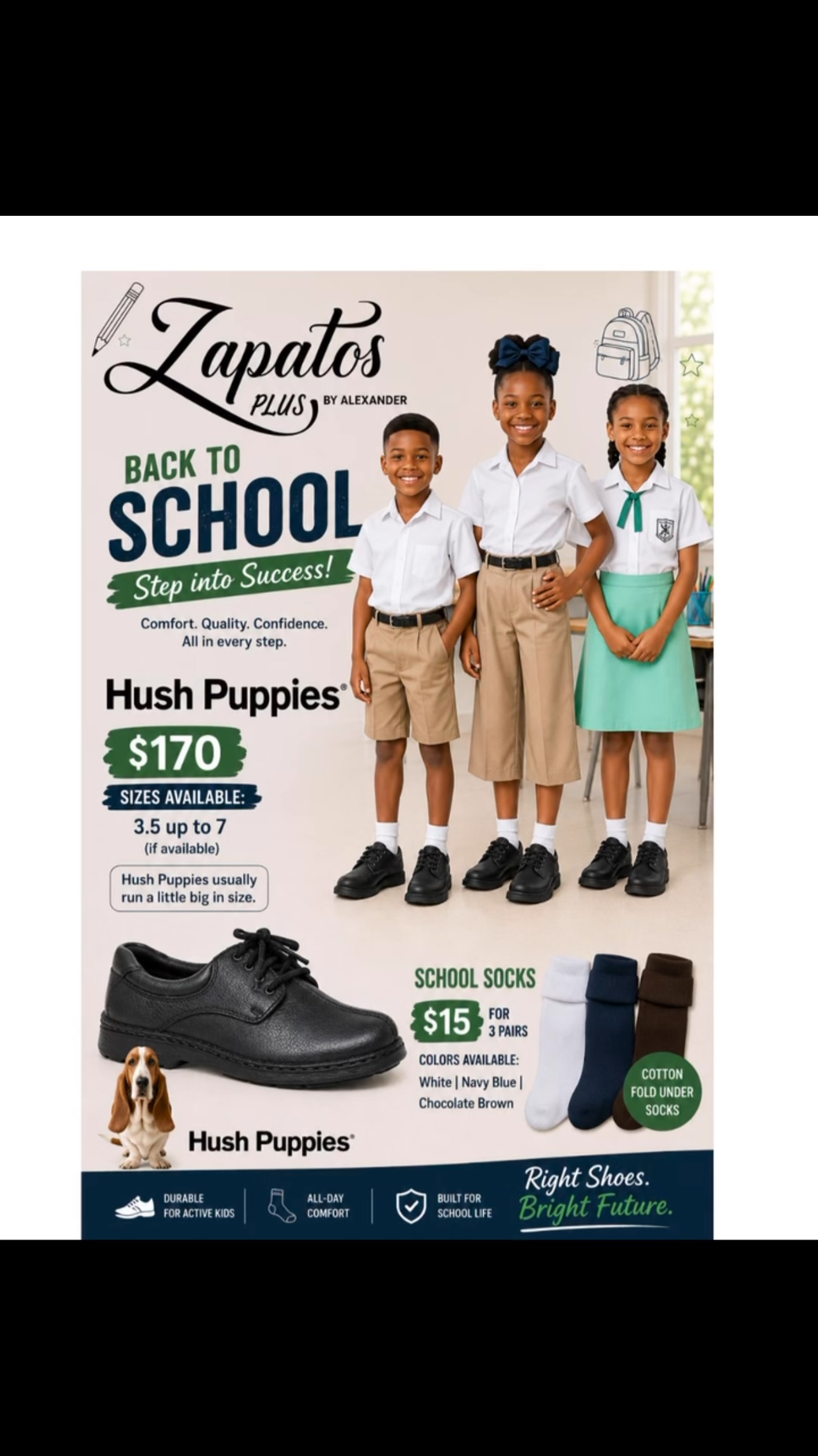 Back to School: Hush Puppies School Shoes $170 & School Socks $15 for 3 Pairs