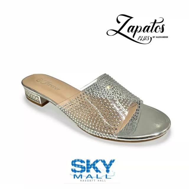 Comfortable Summer Slippers – Silver, $95 | Zapatos Plus