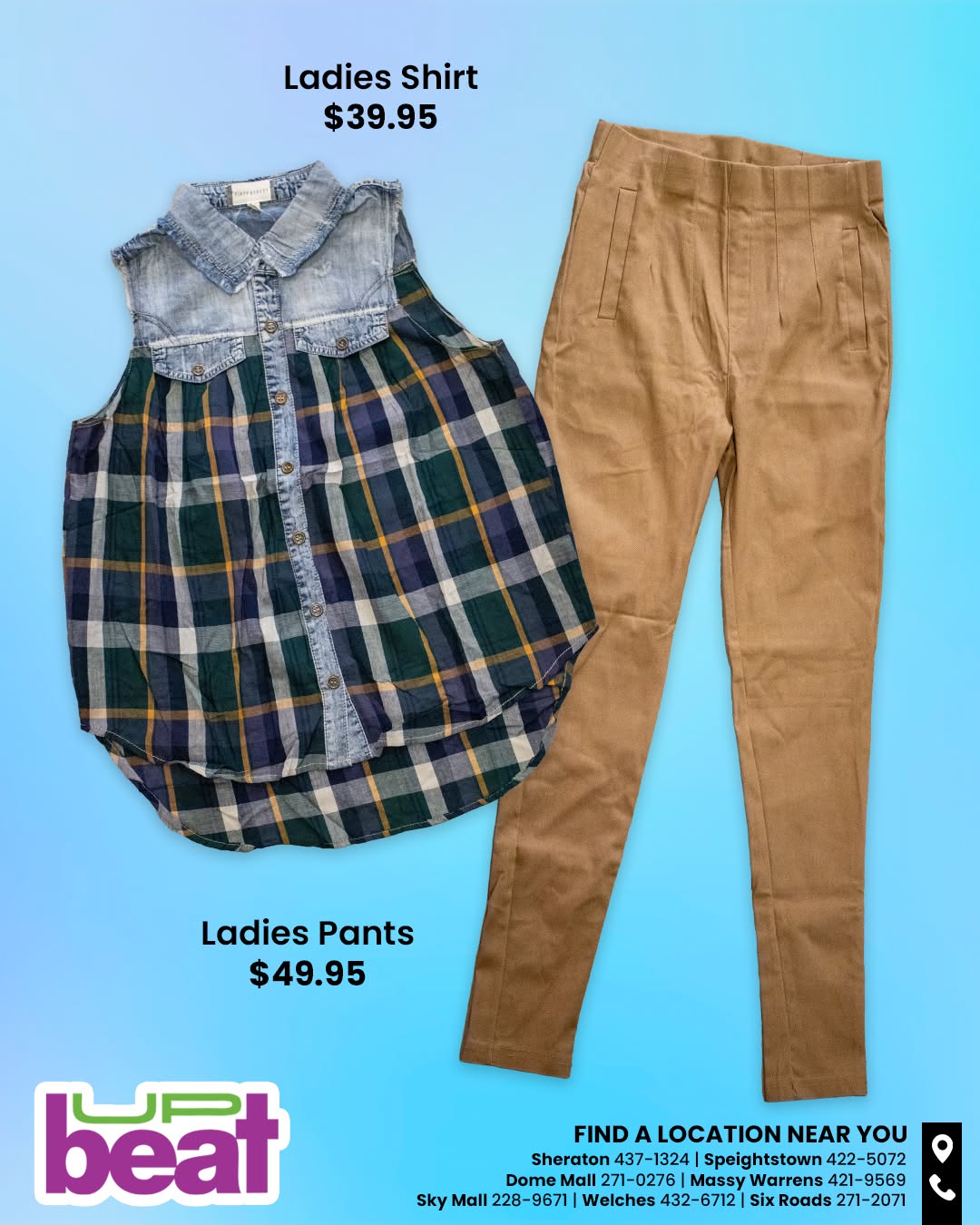 Ladies Shirt $39.95 & Ladies Pants $49.95 at Up Beat Barbados