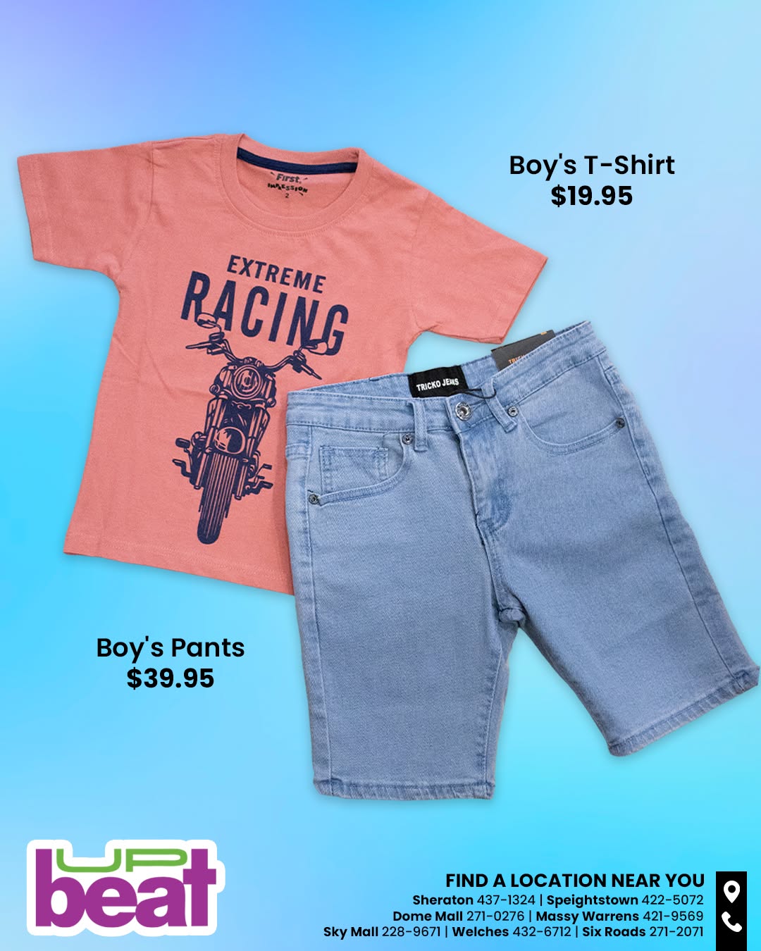 Boy's T-Shirt $19.95 & Boy's Pants $39.95 at Up Beat Barbados