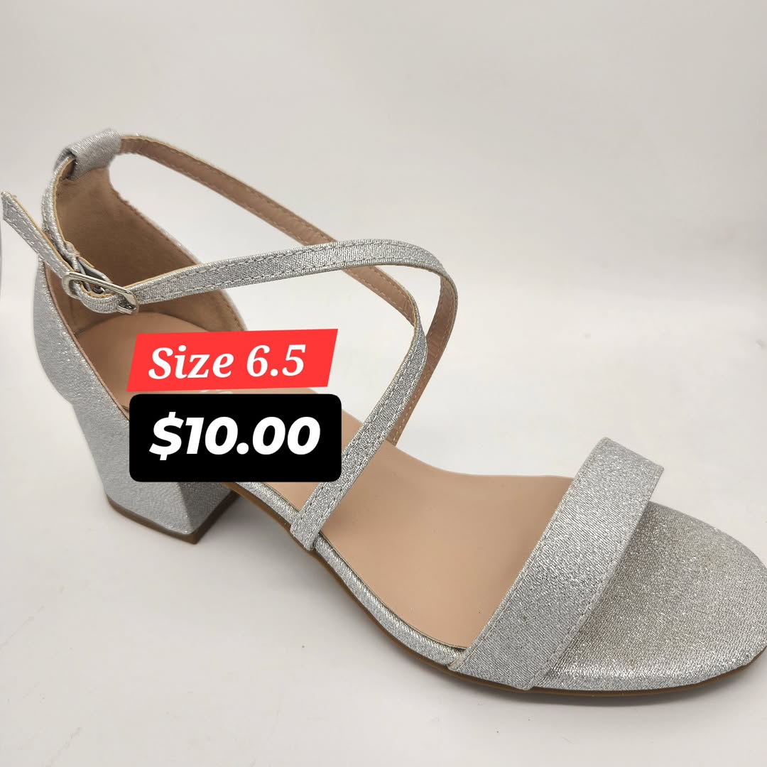 Silver Strappy Heels - Size 6.5 on Sale for $10.00