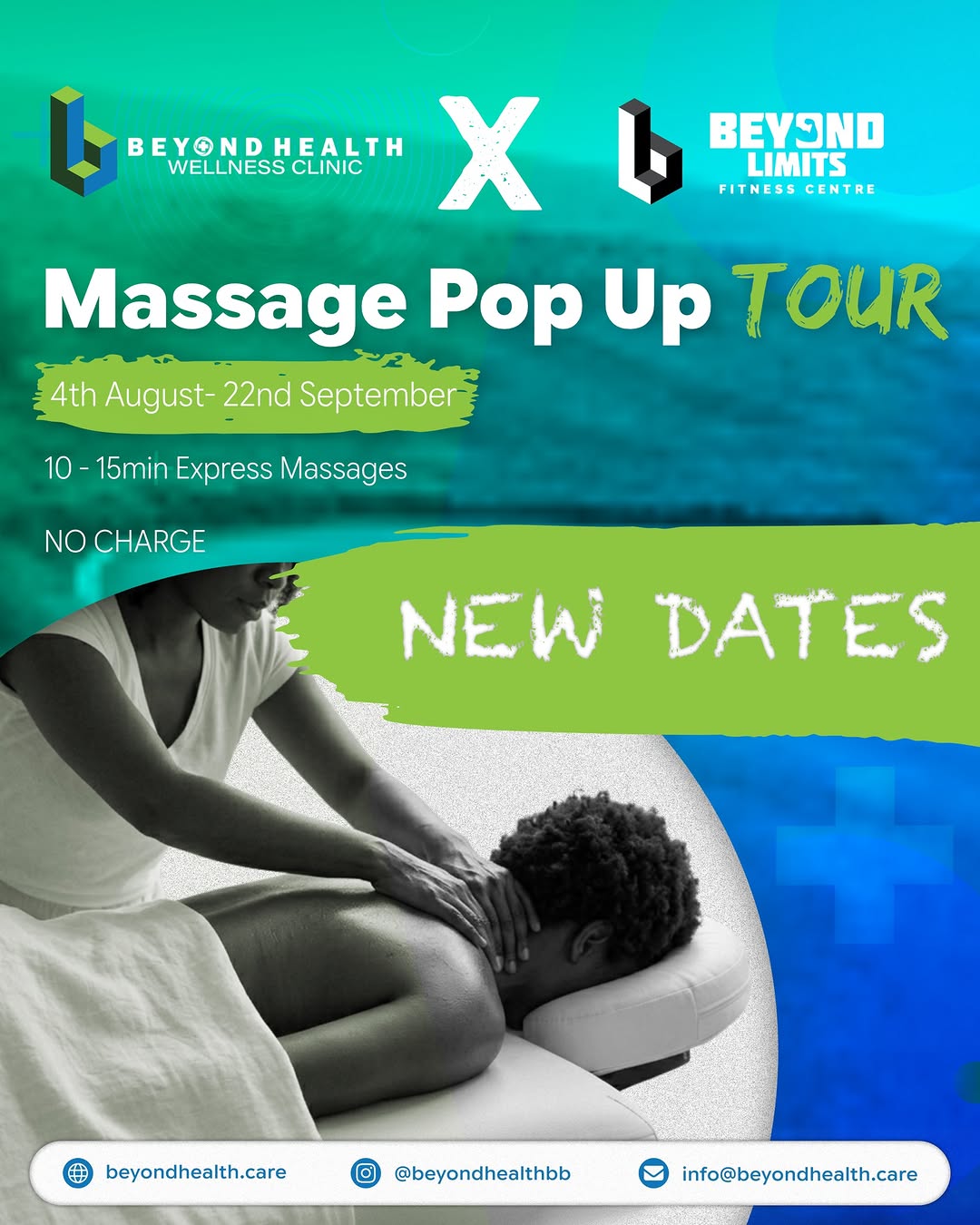 Beyond Health Massage Pop-Up Tour – Free Express Massages Island-Wide