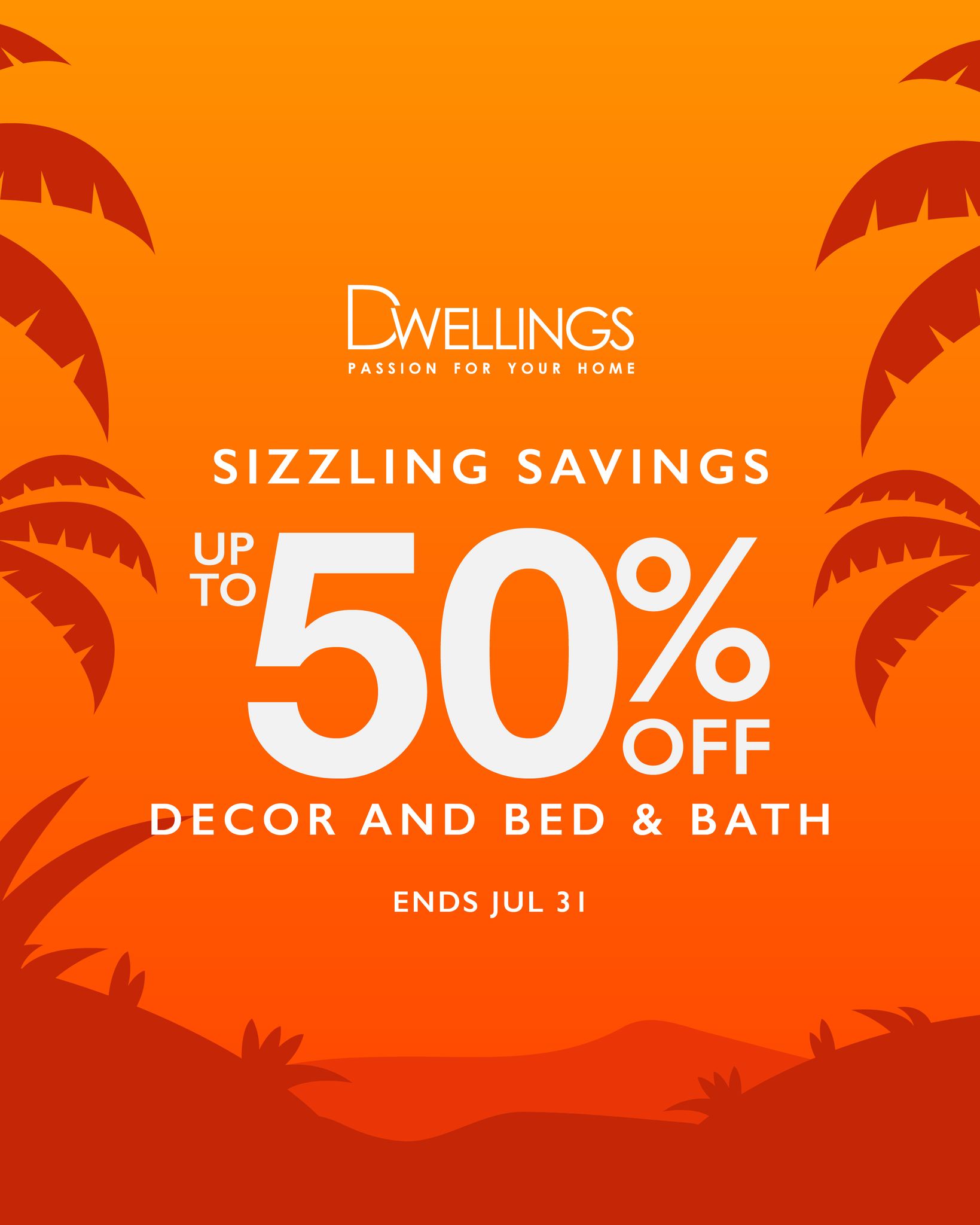Dwellings Sizzling Sale – Up to 50% Off Décor & Bed & Bath, Up to 70% Off Clearance