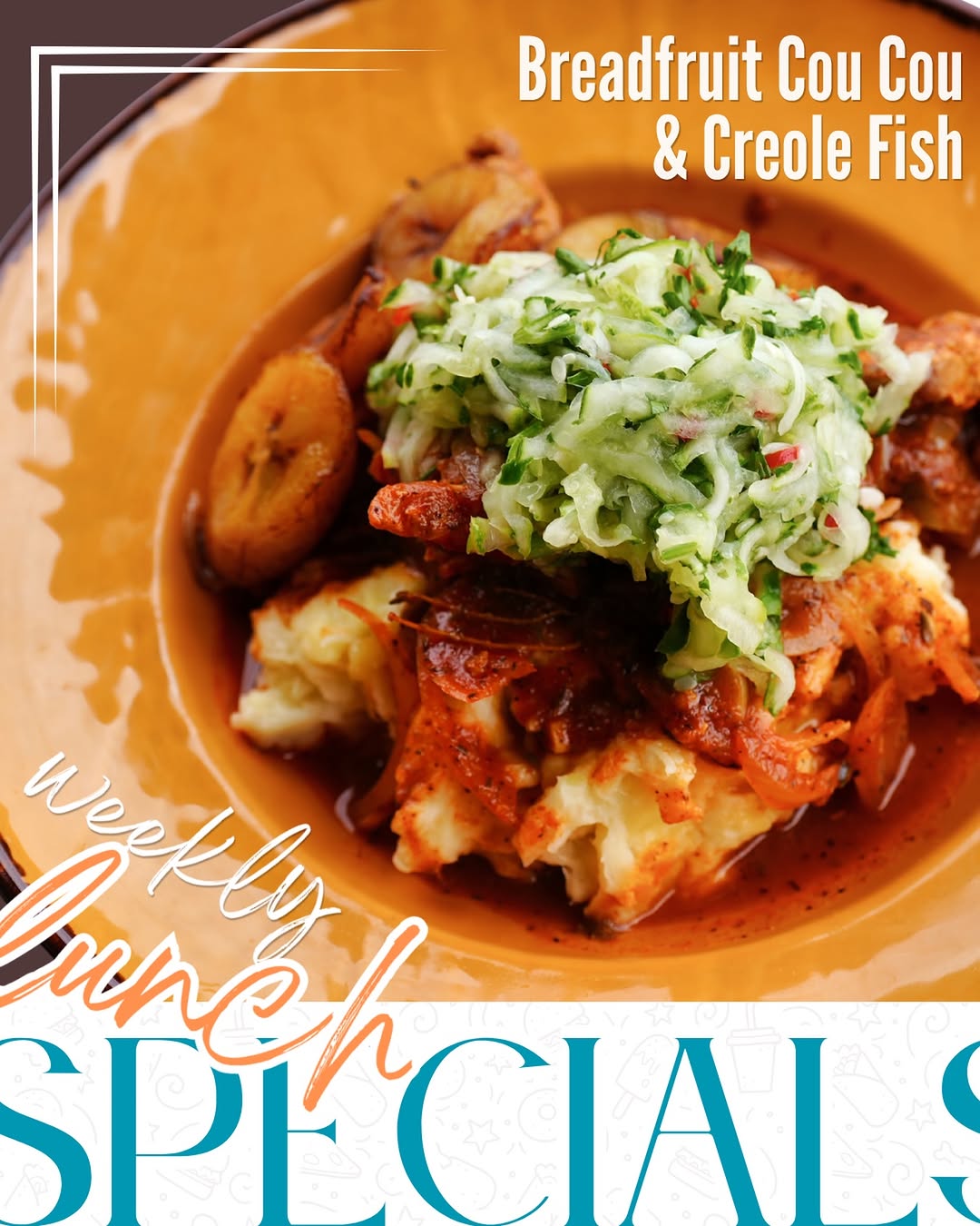 Weekly Lunch Special: Breadfruit Cou Cou & Creole Fish for $35 BDS