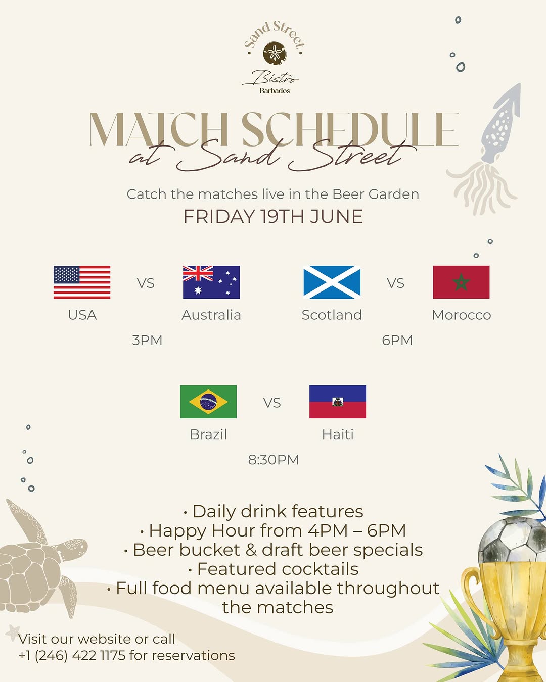 Football Match Days at Sand Street Bistro – Happy Hour & Drink Specials