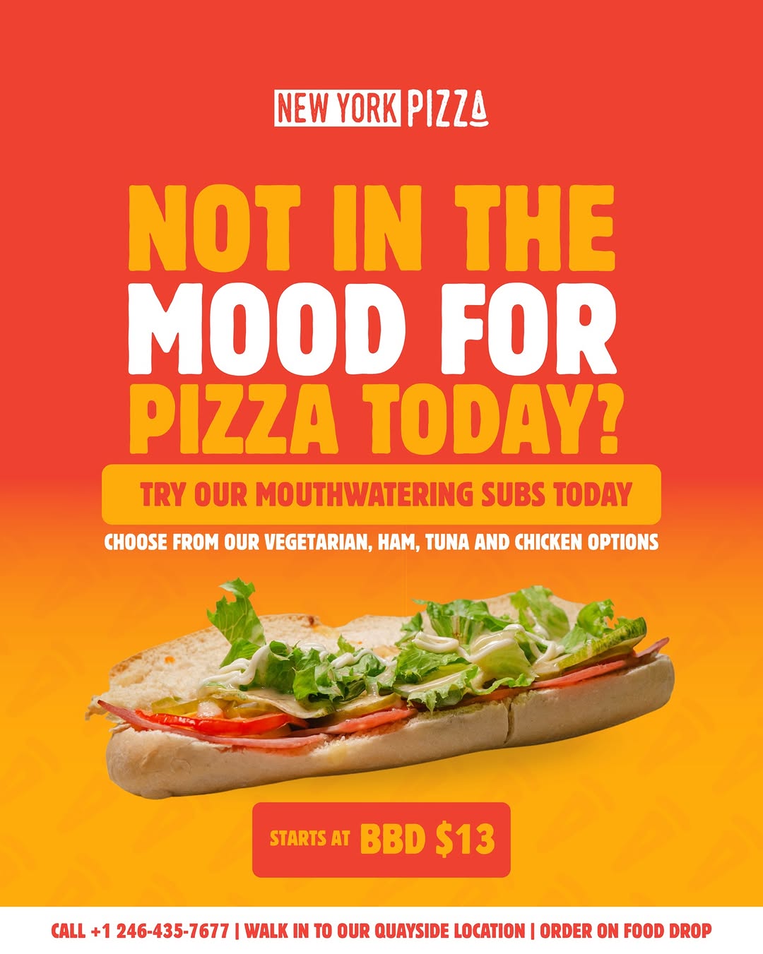 New York Pizza Subs – Starting at BBD $13