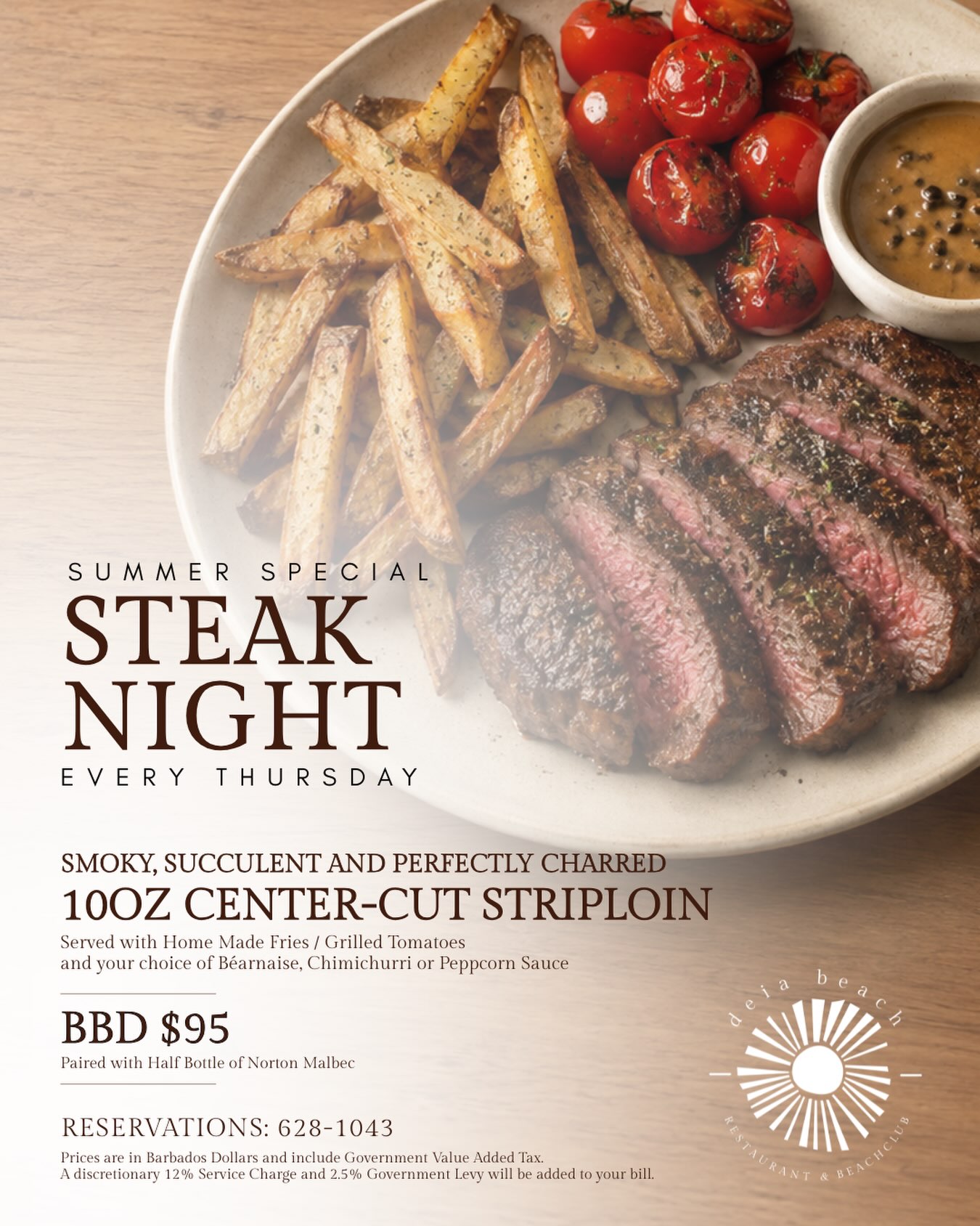 Summer Special Steak Night – Every Thursday at Deia Beach